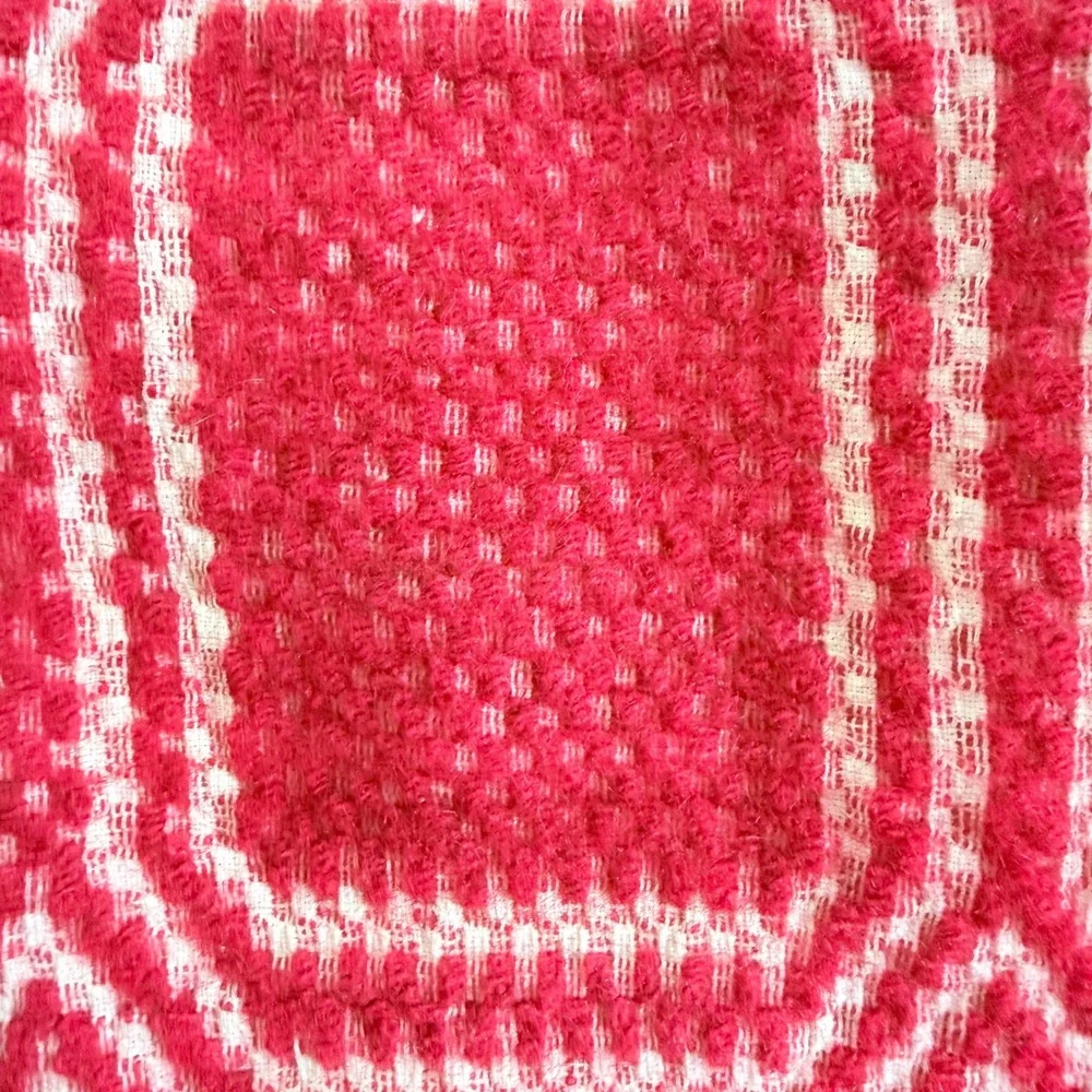 Vintage‎ Greek Wool Karameloti Woven Red  Blanket Hand Loomed Textile Boho Throw